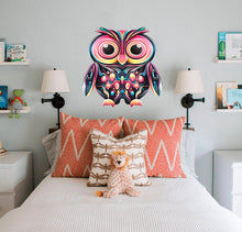 Load image into Gallery viewer, Colorful Owl Decal, Colorful Owl Sticker, Colorful Owl Wall Decor