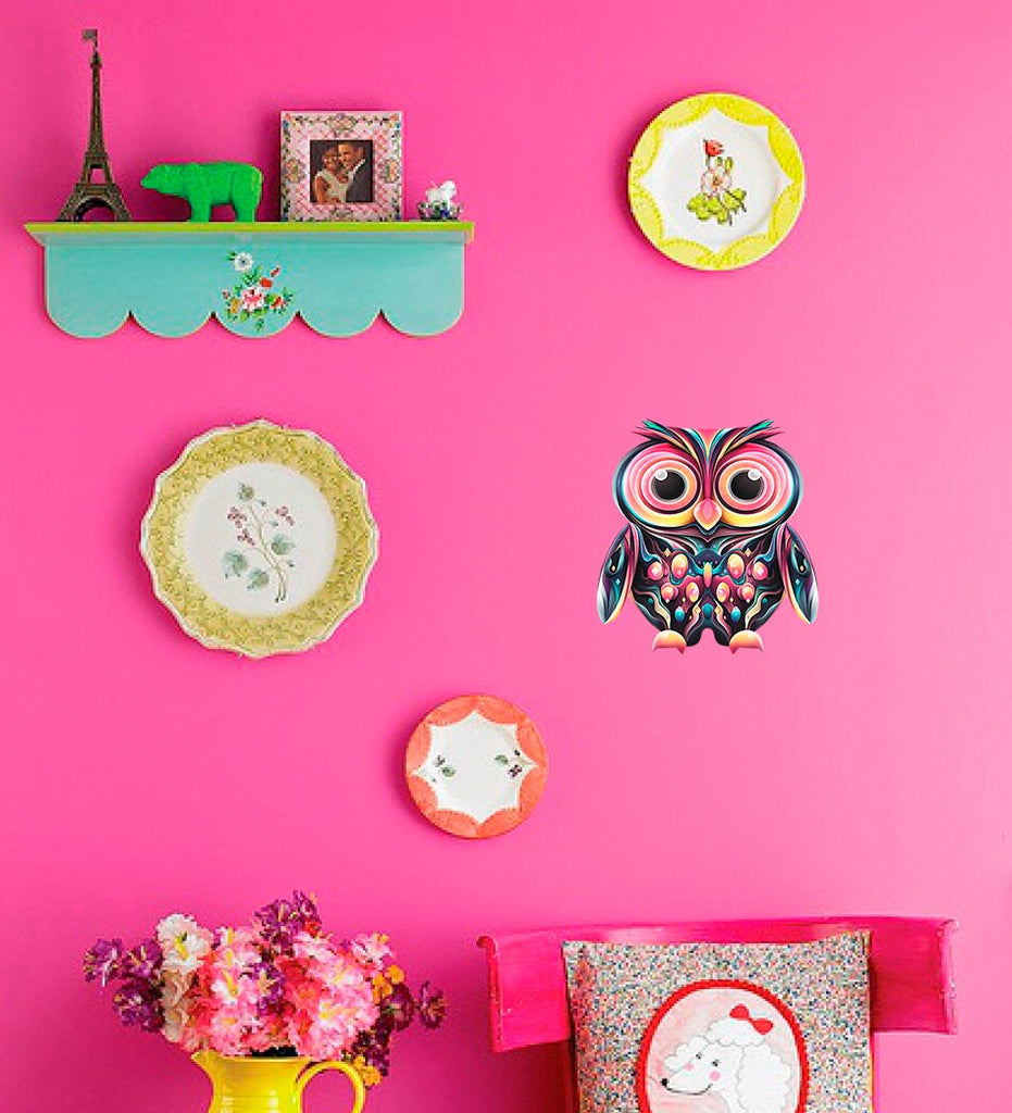 Colorful Owl Decal, Colorful Owl Sticker, Colorful Owl Wall Decor