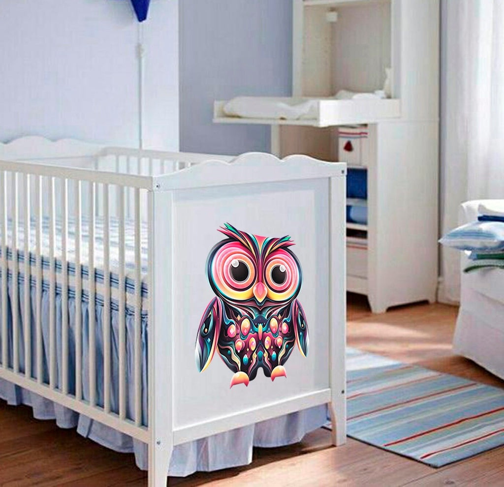 Colorful Owl Decal, Colorful Owl Sticker, Colorful Owl Wall Decor