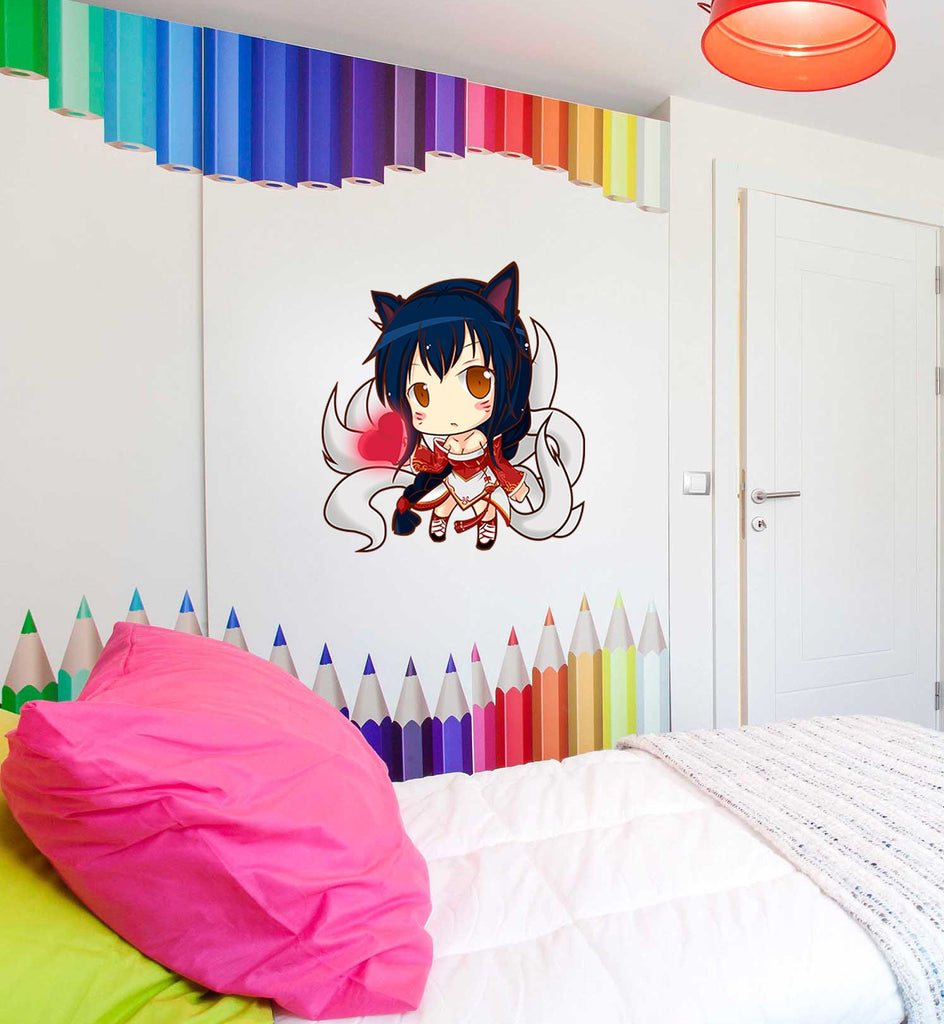 Anime Cat Girl Wall Decal, Anime Cat Girl Wall sticker, Anime Cat Girl wall decor