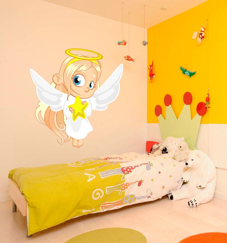 Angel Girl Decal, Sticker, Nursery Angel Decal, Nursery Angel Sticker