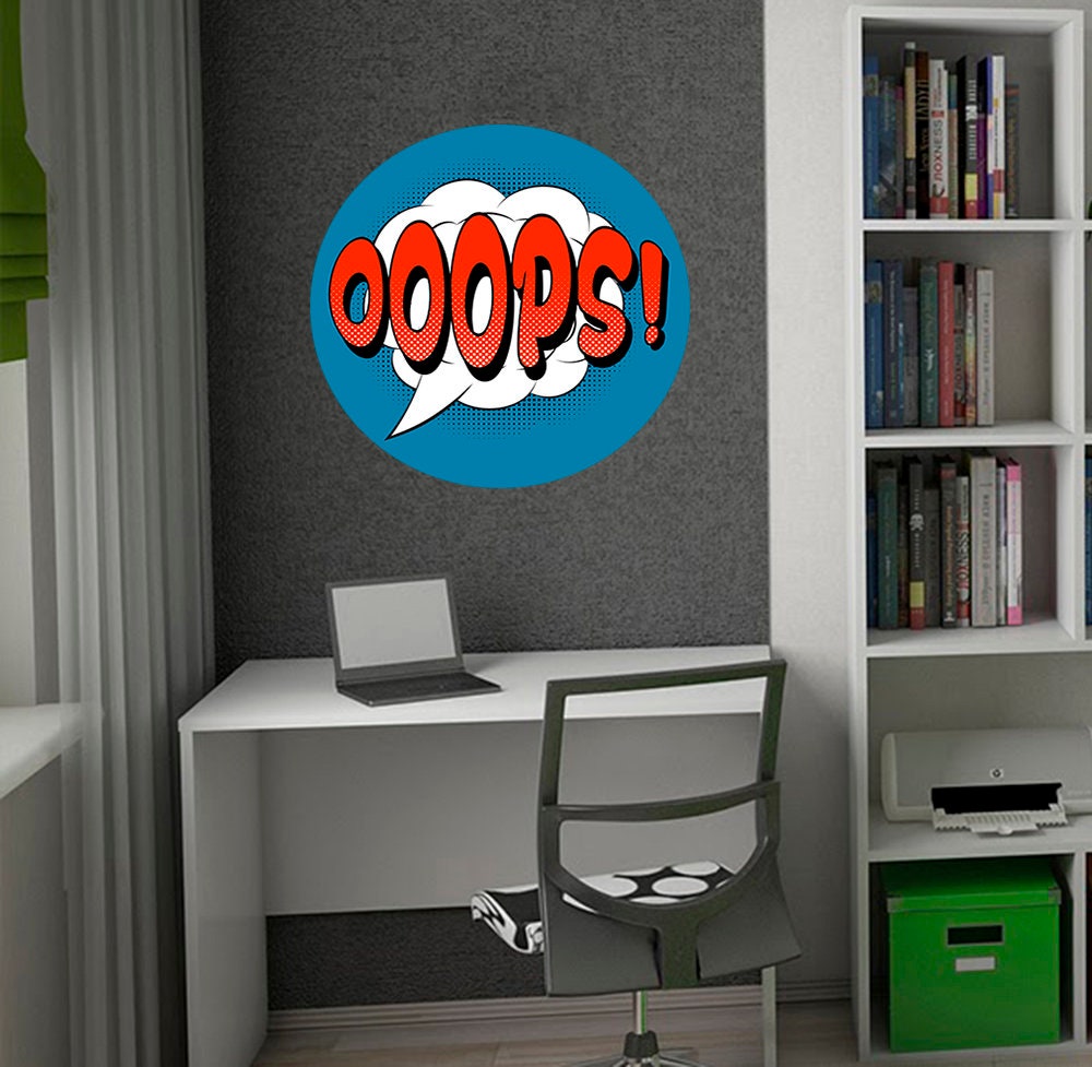 Oops Lettering Wall Decal, Oops Lettering Wall sticker, Oops Lettering wall decor