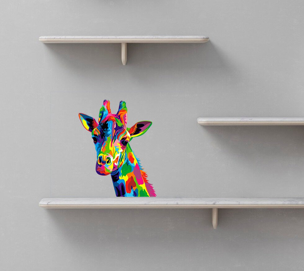 Colorful Giraffe Decal, Colorful Giraffe Sticker, Colorful Giraffe Wall Decor, Colorful Giraffe art