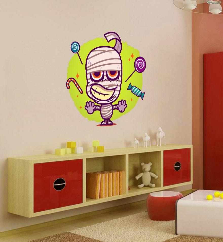 Cartoon Mummy Wall Decal, Cartoon Mummy Wall sticker, Cartoon Mummy wall decor, Funny Mummy Wall Art