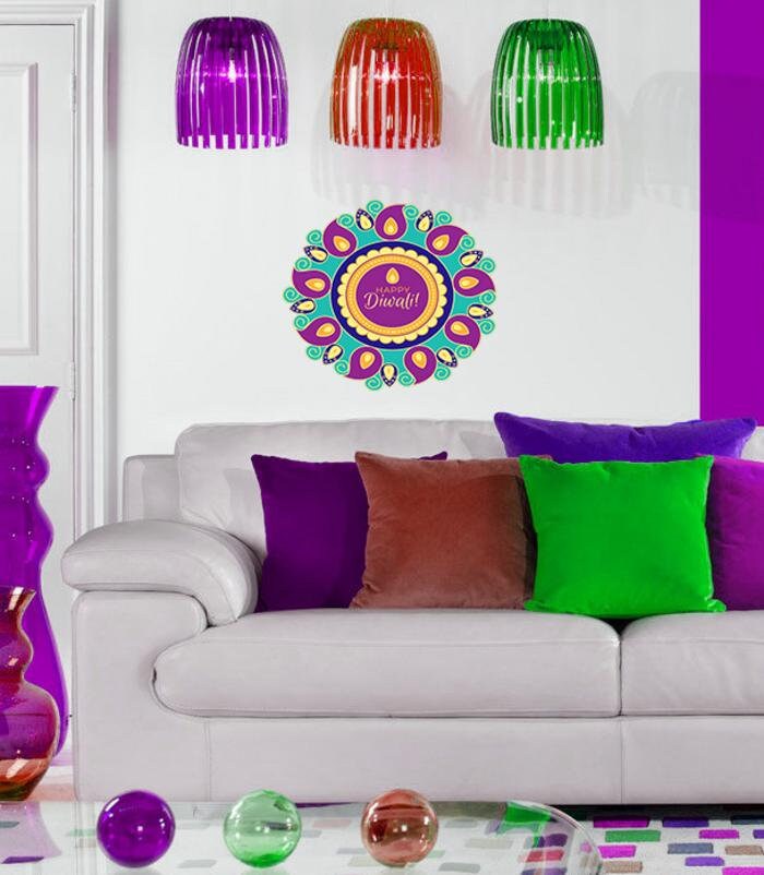 Happy Diwali Mandala Wall Decal, Happy Diwali Mandala Wall sticker, Happy Diwali Mandala wall decor