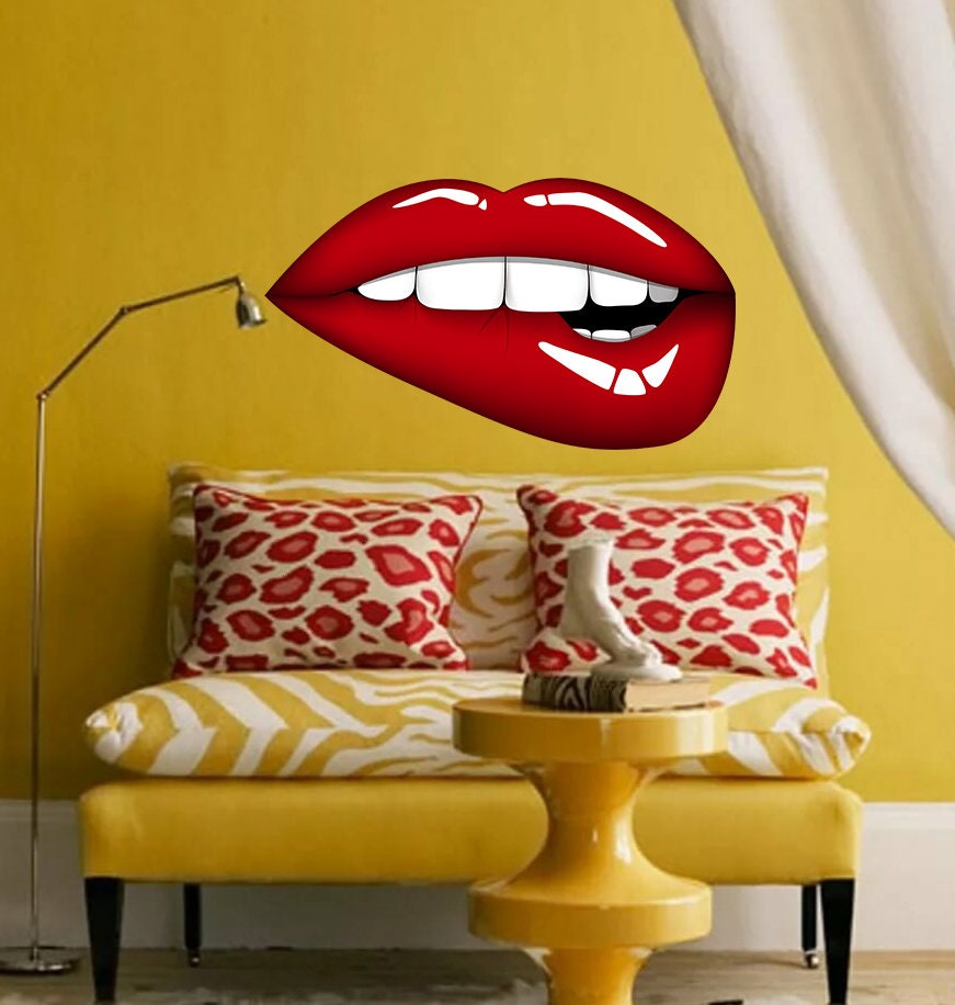 Sexy Red lips Wall Decal, Red lips Wall sticker, Red lips wall decor, Red lips Wall Art