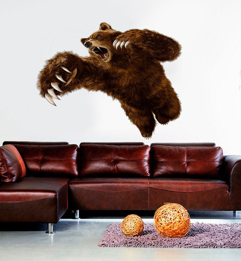 Grizzly bear Wall Decal, Grizzly bear Wall sticker, Grizzly bear wall decor