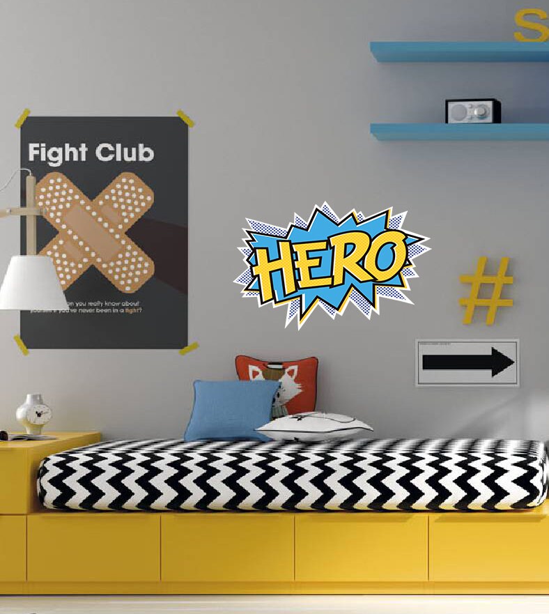 Hero Wall Decal, Hero Sticker, Hero Wall Decor