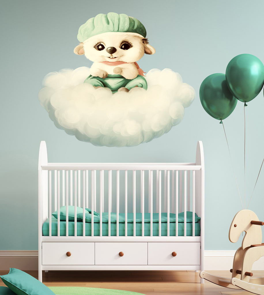 Puppy on Cloud Nursery Room Decal, Sticker, Wall Art