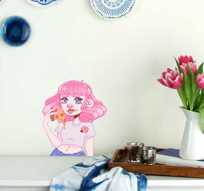 Anime Pizza Girl Wall Decal, Anime Pizza Girl Wall sticker, Anime Pizza Girl wall decor