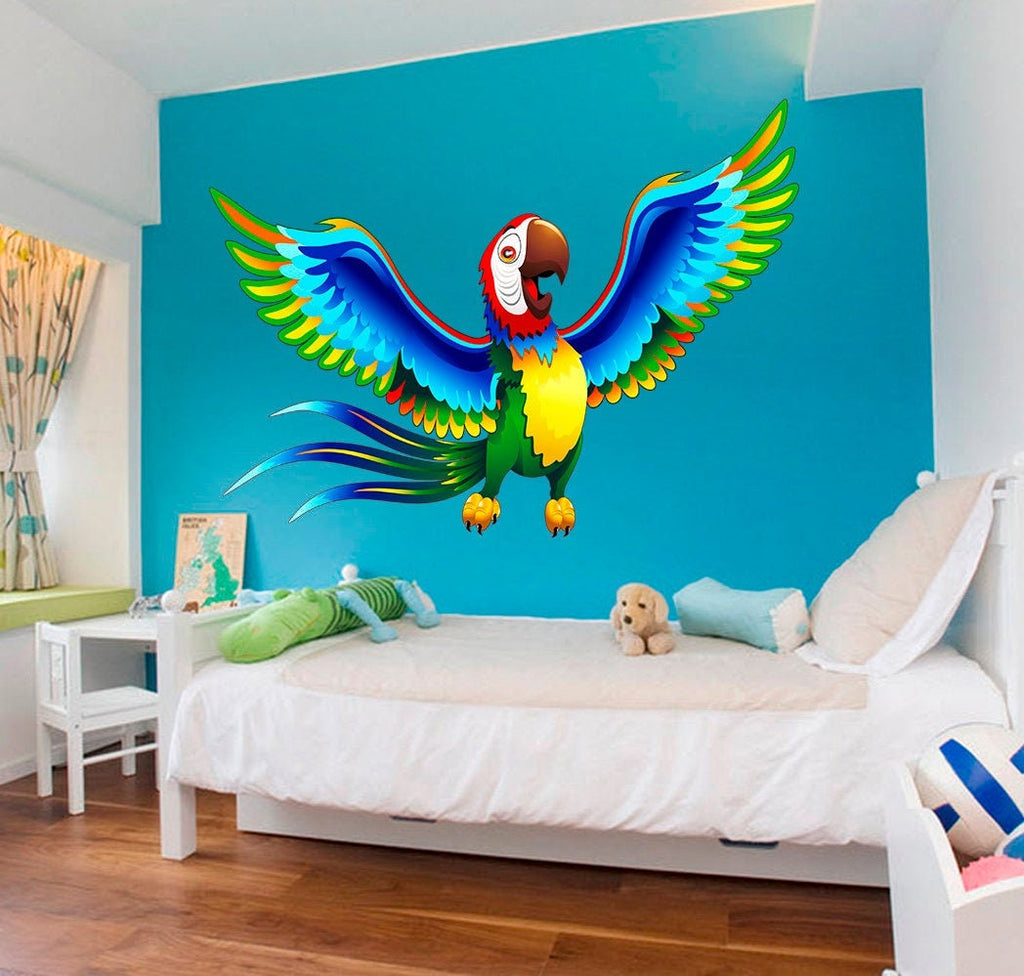 Colorful Parrot Wall Decal, Colorful Parrot Wall sticker, Colorful Parrot wall decor