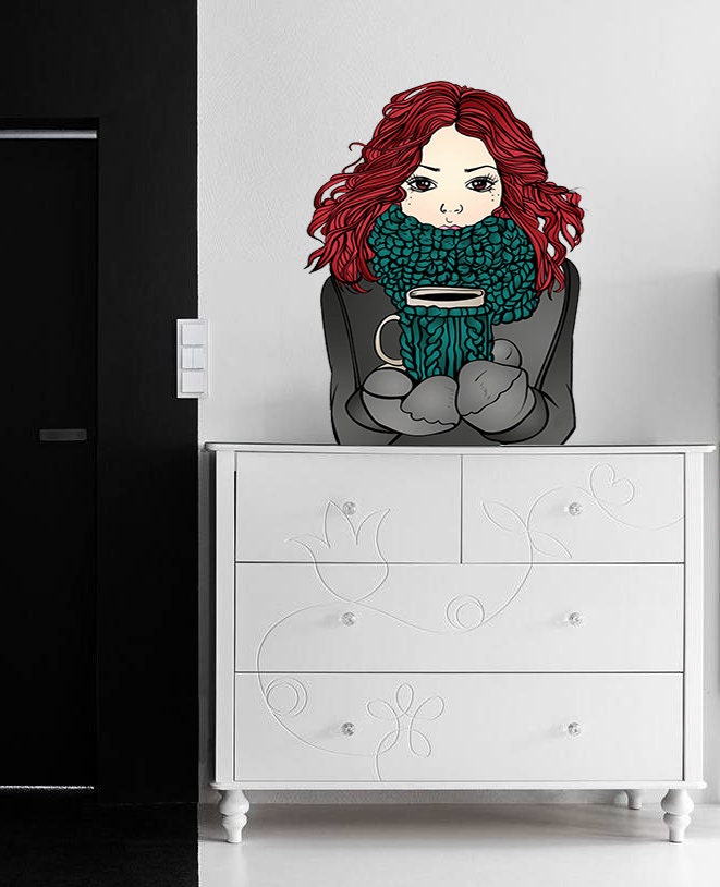 Winter Girl Wall Decal, Winter Girl Wall sticker, Winter Girl wall decor, Winter Girl Wall Art