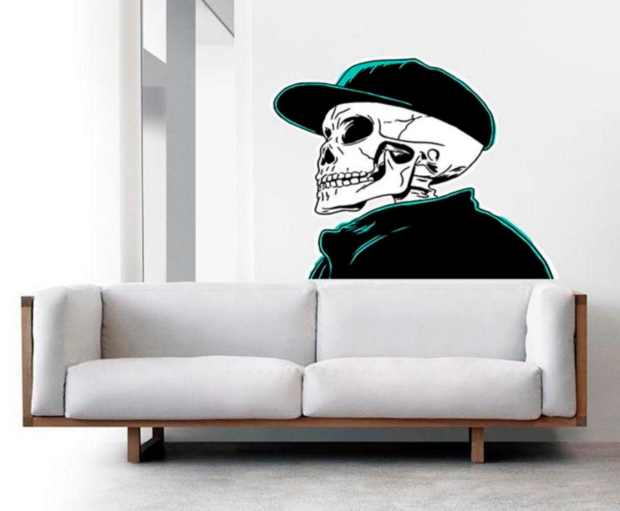 Stylish Skull Decal, Stylish Skull Sticker, Stylish Skull Wall Decor