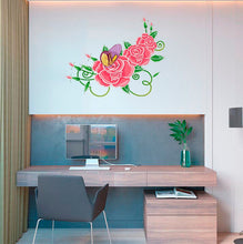 Load image into Gallery viewer, Roses and Butterfly Wall Decal, Roses and Butterfly Wall sticker, Roses and Butterfly wall decor
