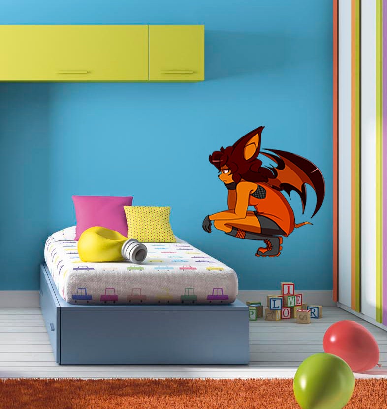 Devil Girl Wall Decal, Devil Girl Wall sticker, Devil Girl wall decor, Devil Girl Wall Art