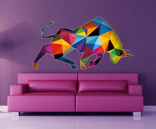 Load image into Gallery viewer, Polygonal Bull Wall Decal, Polygonal Bull Wall sticker, Polygonal Bull wall decor