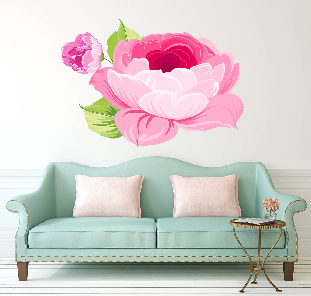 Pink Peony Flower Wall Decal, Pink Peony Flower Wall sticker, Pink Peony Flower wall decor, Pink Peony Flower Wall Art