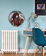 Load image into Gallery viewer, Anime Girl With Rat Wall Decal, Anime Girl Wall sticker, Anime Girl wall decor