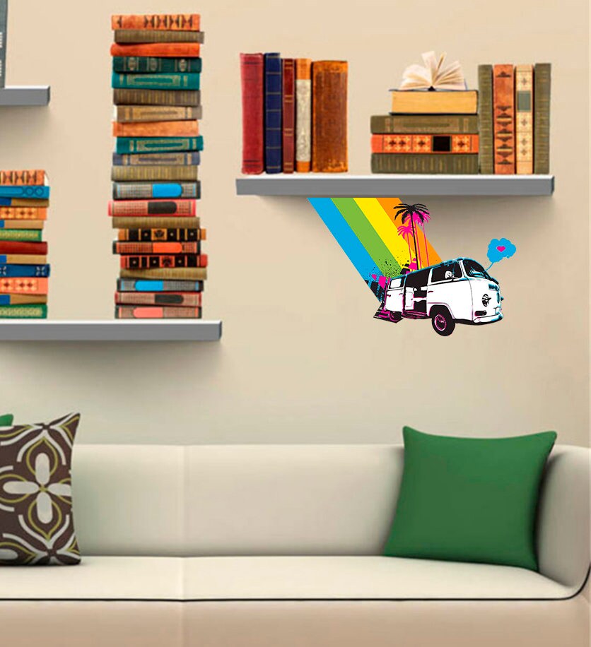 Surfing Themed Van Decal, Surfing Themed Van Sticker, Surfing Themed Van Room Decor