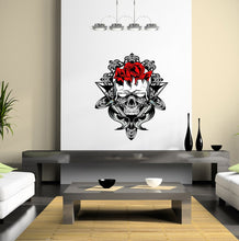 Load image into Gallery viewer, Rose with Skull Wall Decal, Rose with Skull Wall sticker, Rose with Skull wall decor
