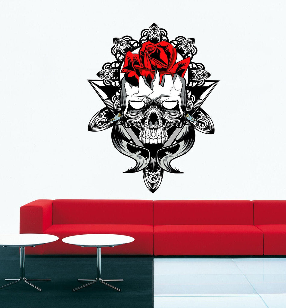Rose with Skull Wall Decal, Rose with Skull Wall sticker, Rose with Skull wall decor