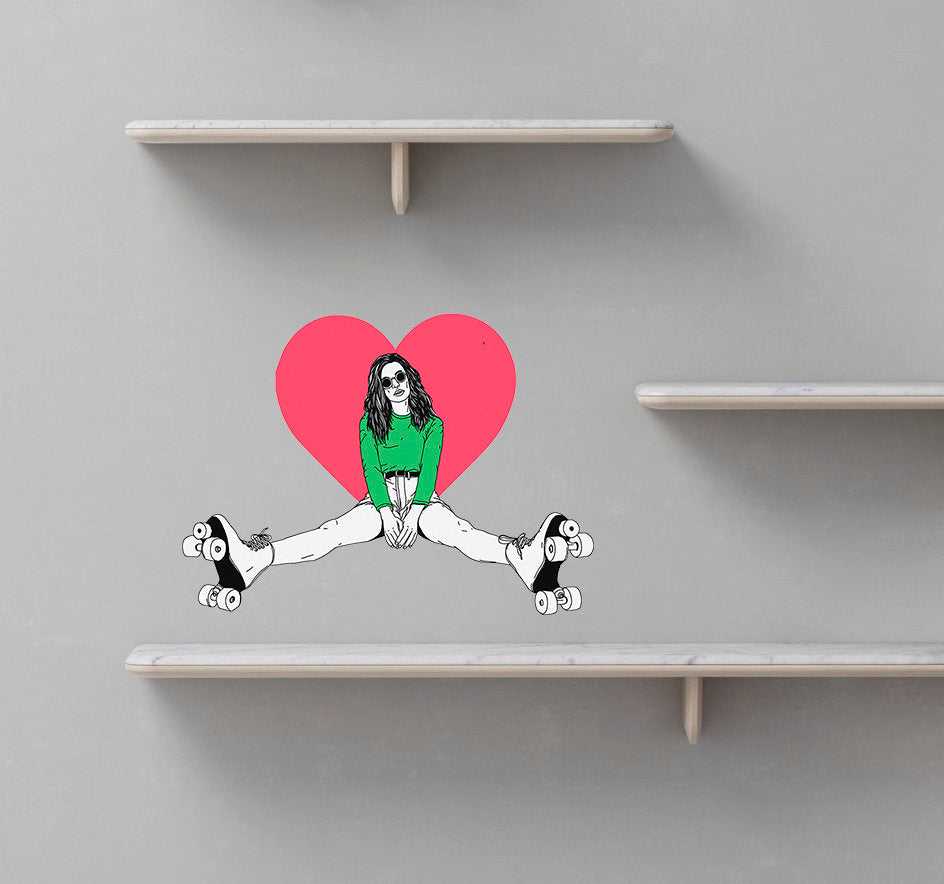 Roller Skating Girl Decal, Roller Skating Girl Sticker, Roller Skating Girl Wall Decor