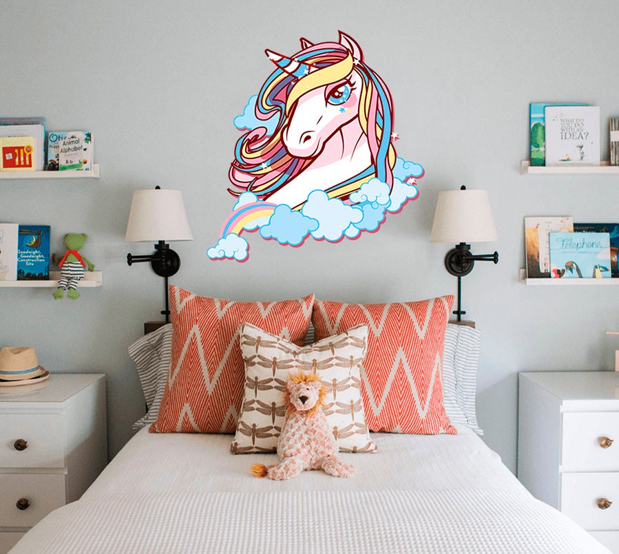 Unicorn Girly Decal, Unicorn Girly Sticker, Girly Unicorn Decor