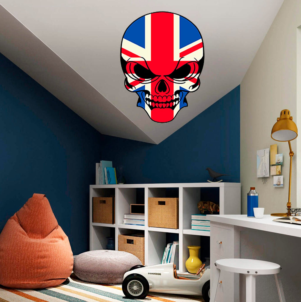 GB Skull Decal, UK Skull Sticker, Great Brittan Flag Skull