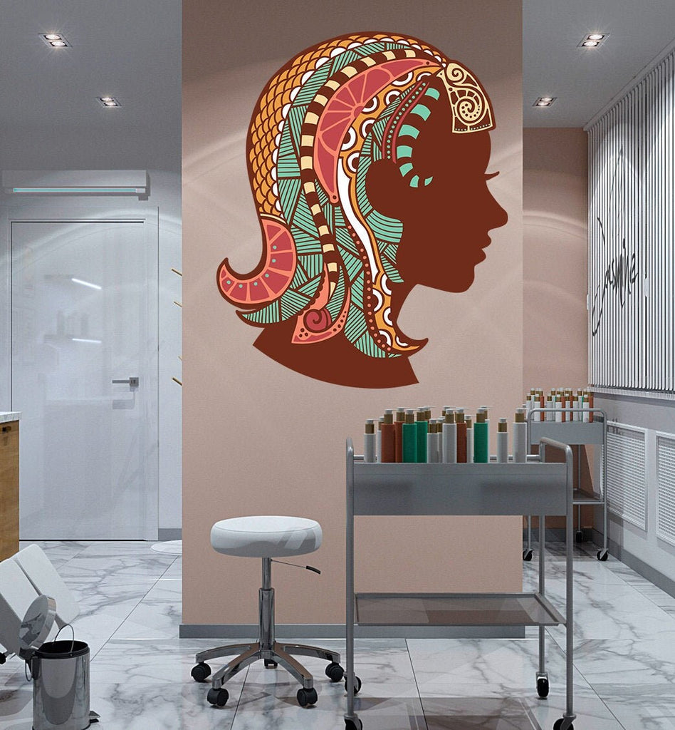 Boho Girl Hairstyle Wall Decal, Boho Girl Hairstyle Wall sticker, Boho Girl Hairstyle wall decor