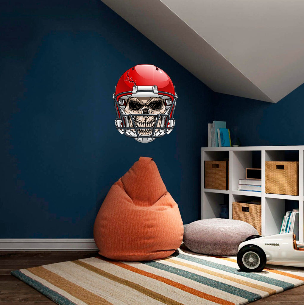 Skull in Football Helmet Decal, Skull in Football Helmet Sticker, Skull in Football Helmet Wall Decor