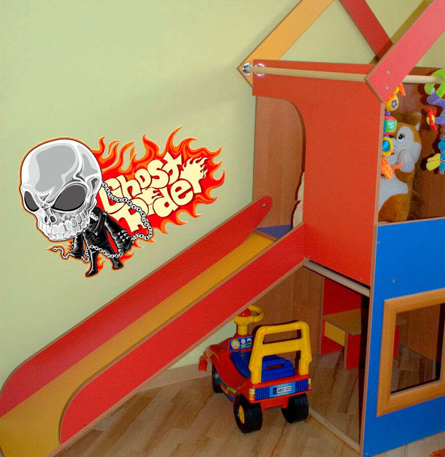 Flamed Skull Decal, Flamed Skull Sticker, Flamed Skull Wall Decor