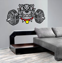 Load image into Gallery viewer, Bulldog Barbell Wall Decal, Bulldog Barbell Wall sticker, Bulldog Barbell wall decor