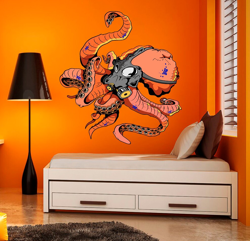 Masked Octopus Decal, Masked Octopus Sticker, Masked Octopus Wall Decor