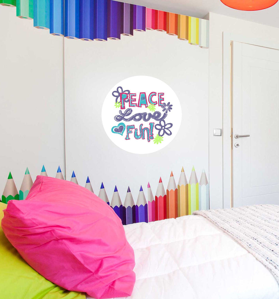 Peace Love Fun Decal, Peace Love Fun Sticker, Peace Love Fun Wall Decor