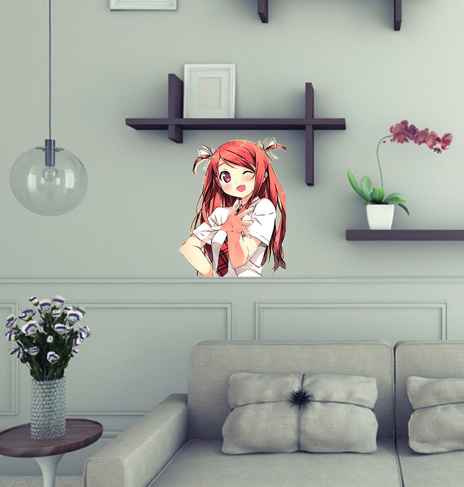 Anime Schoolgirl Wall Decal, Anime Schoolgirl Wall sticker, Anime Schoolgirl wall decor