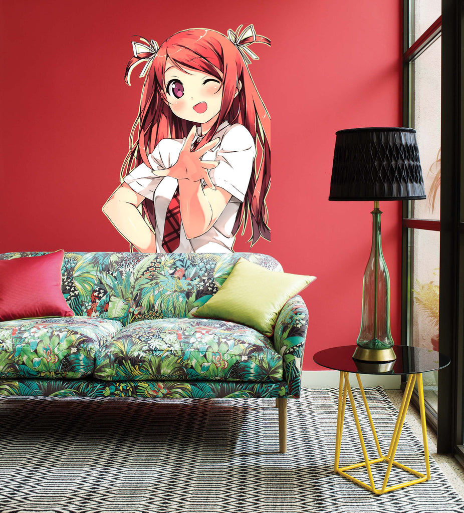 Anime Schoolgirl Wall Decal, Anime Schoolgirl Wall sticker, Anime Schoolgirl wall decor