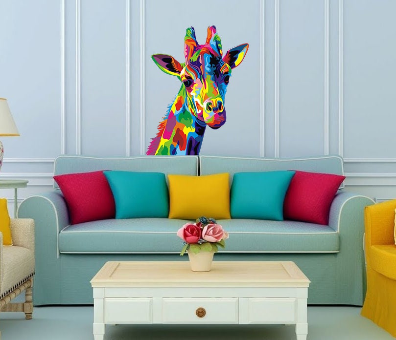 Colorful Giraffe Wall Decal, Colorful Giraffe Wall sticker, Colorful Giraffe wall decor