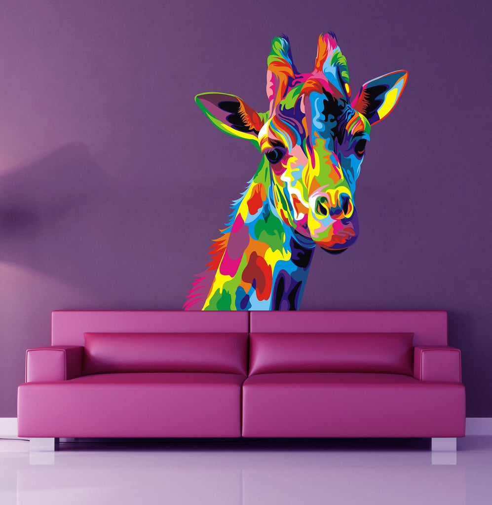 Colorful Giraffe Wall Decal, Colorful Giraffe Wall sticker, Colorful Giraffe wall decor