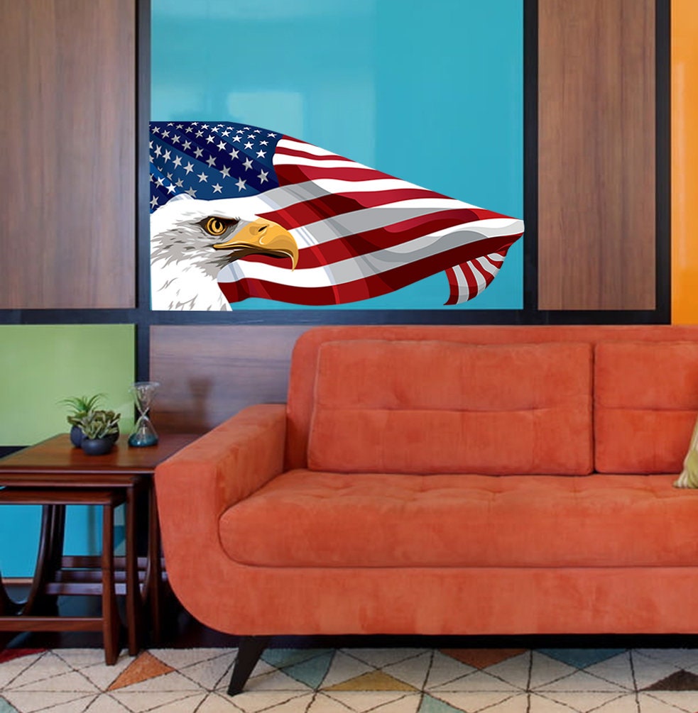 US Flag Decal, US Flag Sticker, US Flag Wall Decor