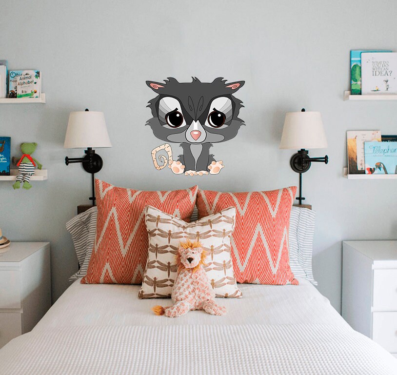 Baby Opossum Decal, Cute Bat Monster Sticker, Cute Bat Monster Wall Decor