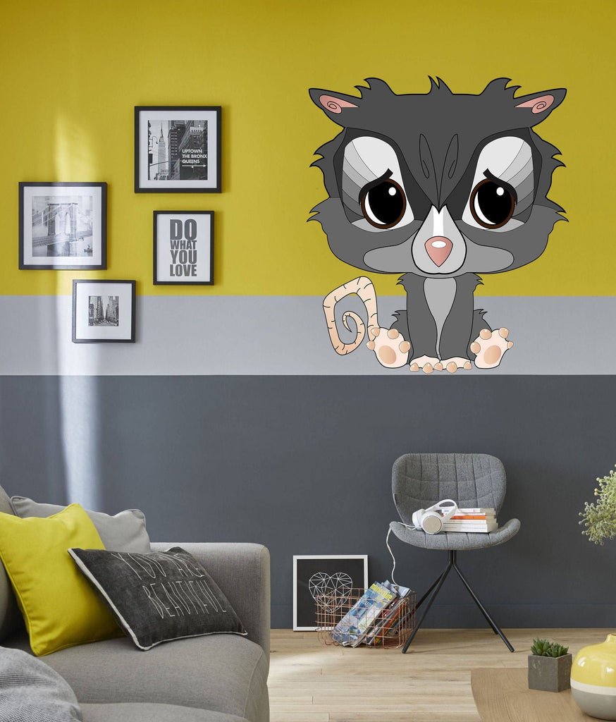 Baby Opossum Decal, Cute Bat Monster Sticker, Cute Bat Monster Wall Decor