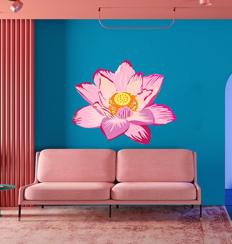 Lotus Wall Decal, Lotus Wall sticker, Lotus wall decor