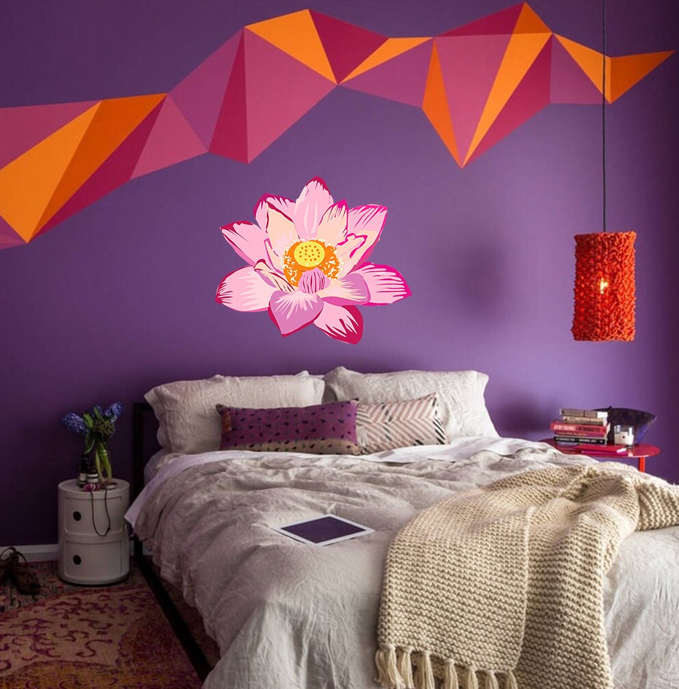 Lotus Wall Decal, Lotus Wall sticker, Lotus wall decor