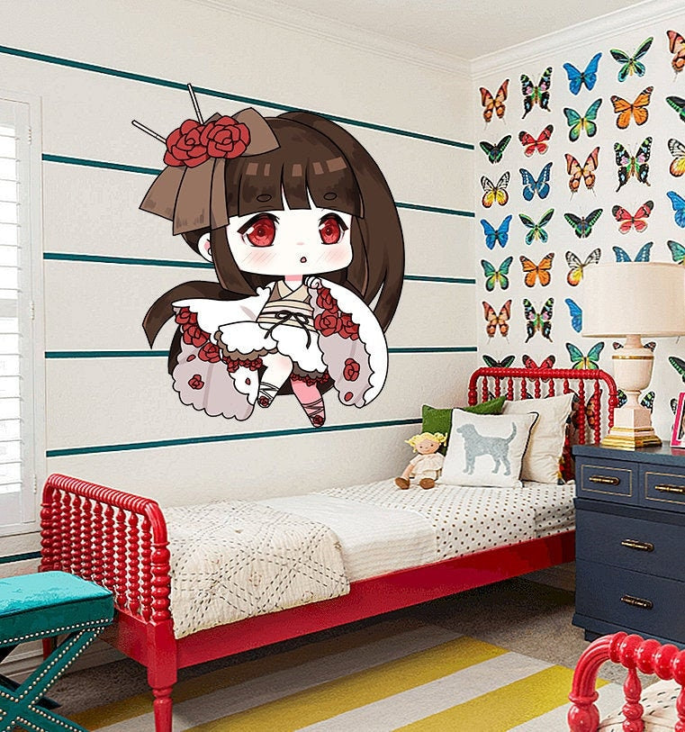 Little Anime Girl Sticker, Little Anime Girl Decal, Little Anime Girl Wall Decor