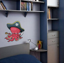 Load image into Gallery viewer, Pirate Octopus Wall Decal, Pirate Octopus Wall sticker, Pirate Octopus wall decor