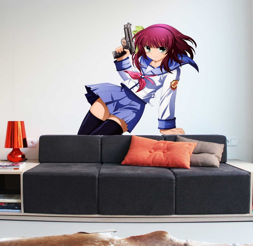 Anime Girl With The Guns Sticker, Anime Decal, Anime Wall Decor