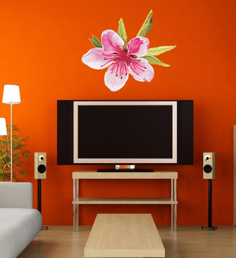 Pink flower Wall Decal, Pink flower Wall sticker, Pink flower wall decor