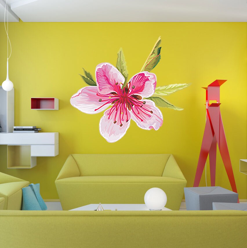 Pink flower Wall Decal, Pink flower Wall sticker, Pink flower wall decor