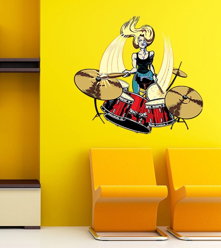 Rocker Girl Decal, Rocker Girl Sticker, Rock'n'Roll Decor