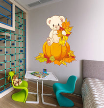 Load image into Gallery viewer, Teddy bear And Pumpkin Wall Decal, Teddy bear And Pumpkin Wall sticker, Teddy bear And Pumpkin wall decor